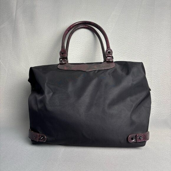 Rebecca Minkoff Purse Shoulder Bag Black Nylon Tote with Red Snakeskin & Spikes - Picture 5 of 12